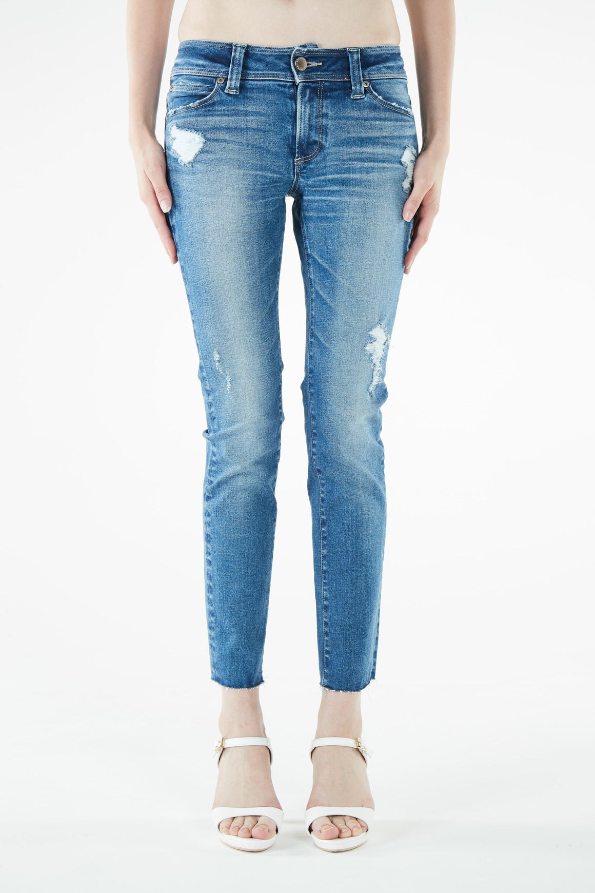 ブラッパーズ スパイラル スキニー シェイプアップ ジーンズ / デニム クラッシュ加工