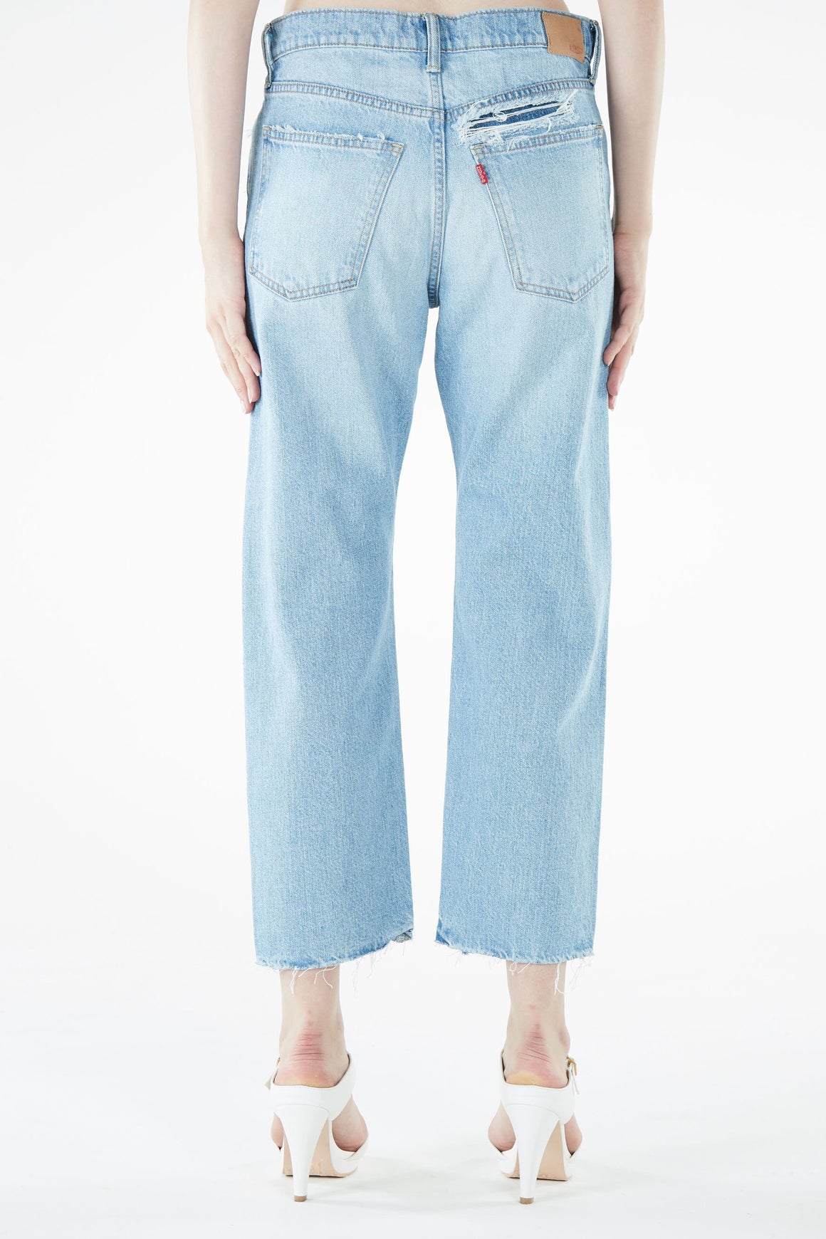 ブラッパーズ ストレート ボーイフレンド ジーンズ / デニム ダメージ加工