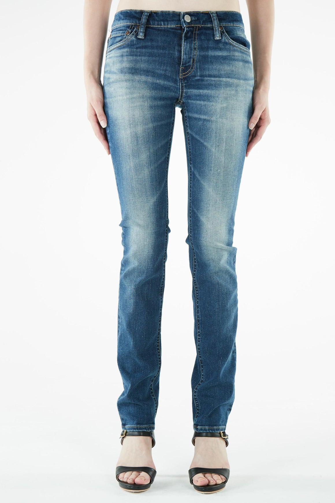 ブラッパーズ ビッグジョン コンプリートフリー スリム テーパード ストレッチ ジーンズ / デニム ダークブルー