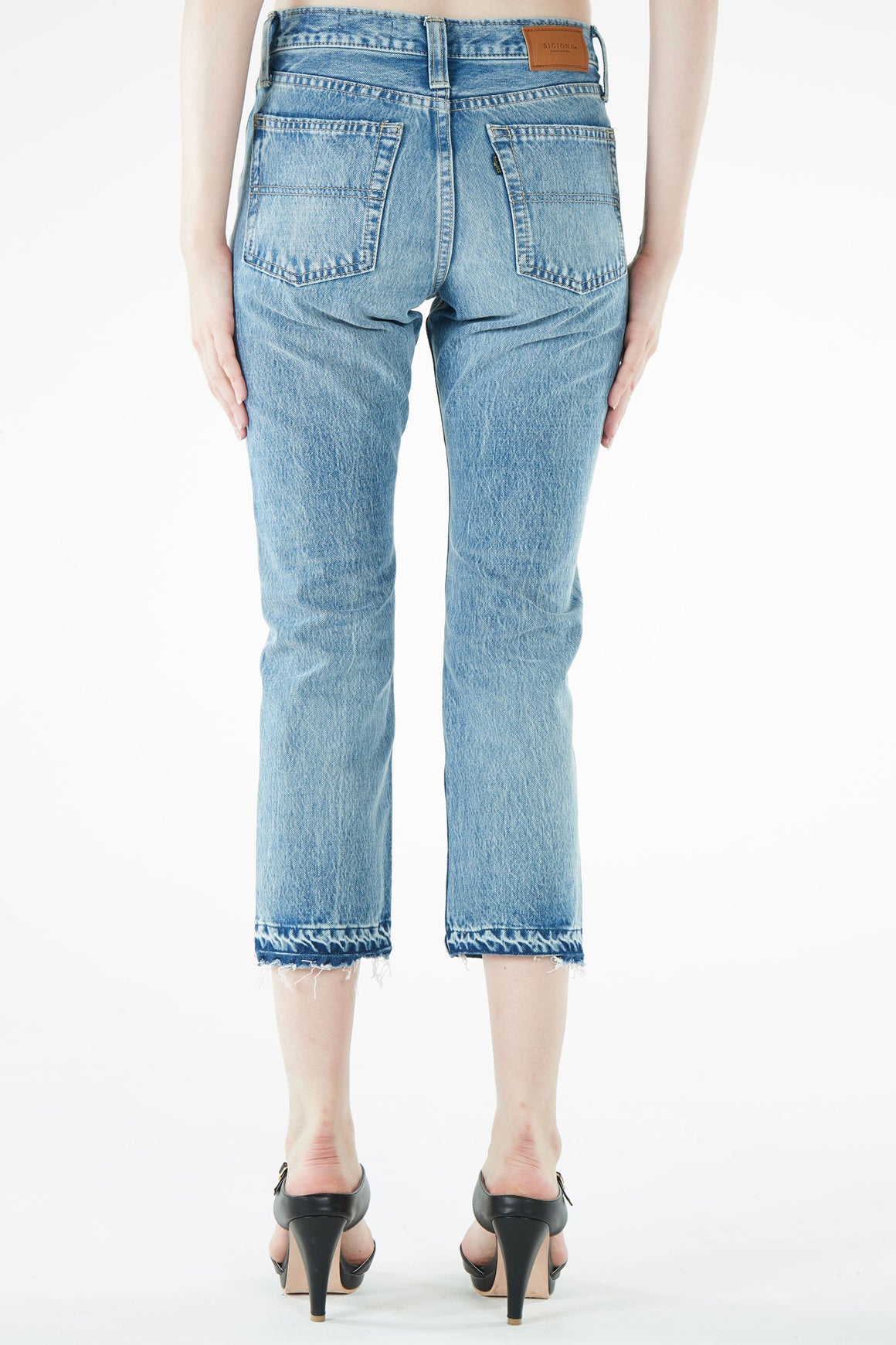 ブラッパーズ 7分丈 テーパード ボーイフレンド ジーンズ / デニム クラッシュ加工