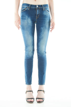 ブラッパーズ ビッグジョン コンプリートフリー スキニー フィット ストレッチ ジーンズ / デニム ブルー ペイント 加工