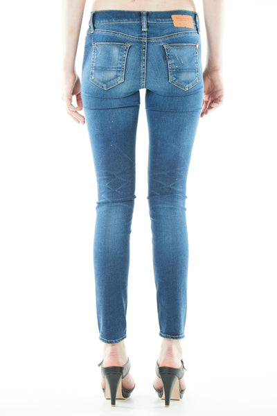 ブラッパーズ ビッグジョン コンプリートフリー スキニー フィット ストレッチ ジーンズ / デニム ブルー ペイント 加工