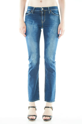 ブラッパーズ ビッグジョン コンプリートフリー スリム テーパード ストレッチ ジーンズ / デニム ブルー ペイント 加工