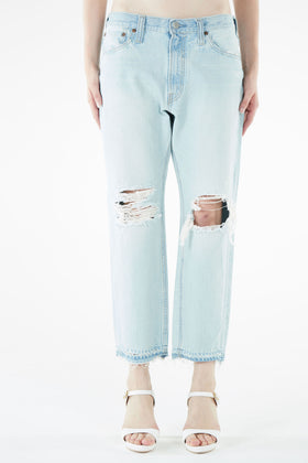 ブラッパーズ 7分丈 テーパード ボーイフレンド ジーンズ / デニム ダメージ加工