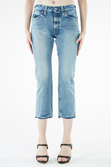 ブラッパーズ 7分丈 テーパード ボーイフレンド ジーンズ / デニム クラッシュ加工