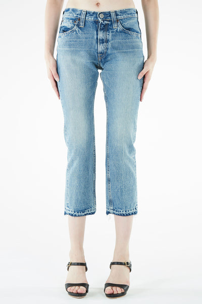 ブラッパーズ 7分丈 テーパード ボーイフレンド ジーンズ / デニム クラッシュ加工