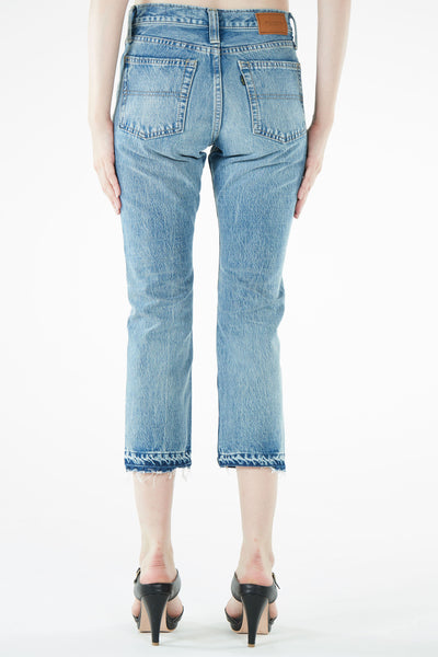 ブラッパーズ 7分丈 テーパード ボーイフレンド ジーンズ / デニム クラッシュ加工