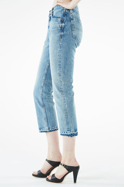 ブラッパーズ 7分丈 テーパード ボーイフレンド ジーンズ / デニム クラッシュ加工