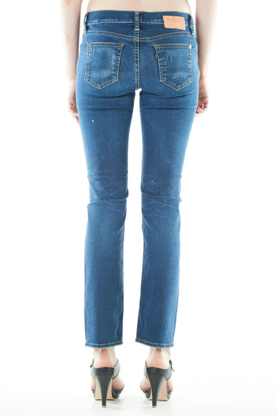 ブラッパーズ ビッグジョン コンプリートフリー スリム テーパード ストレッチ ジーンズ / デニム ブルー ペイント 加工